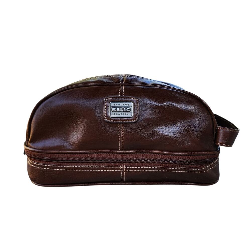 Relic Leather Dual Compartment Toiletry Travel Storage Bag